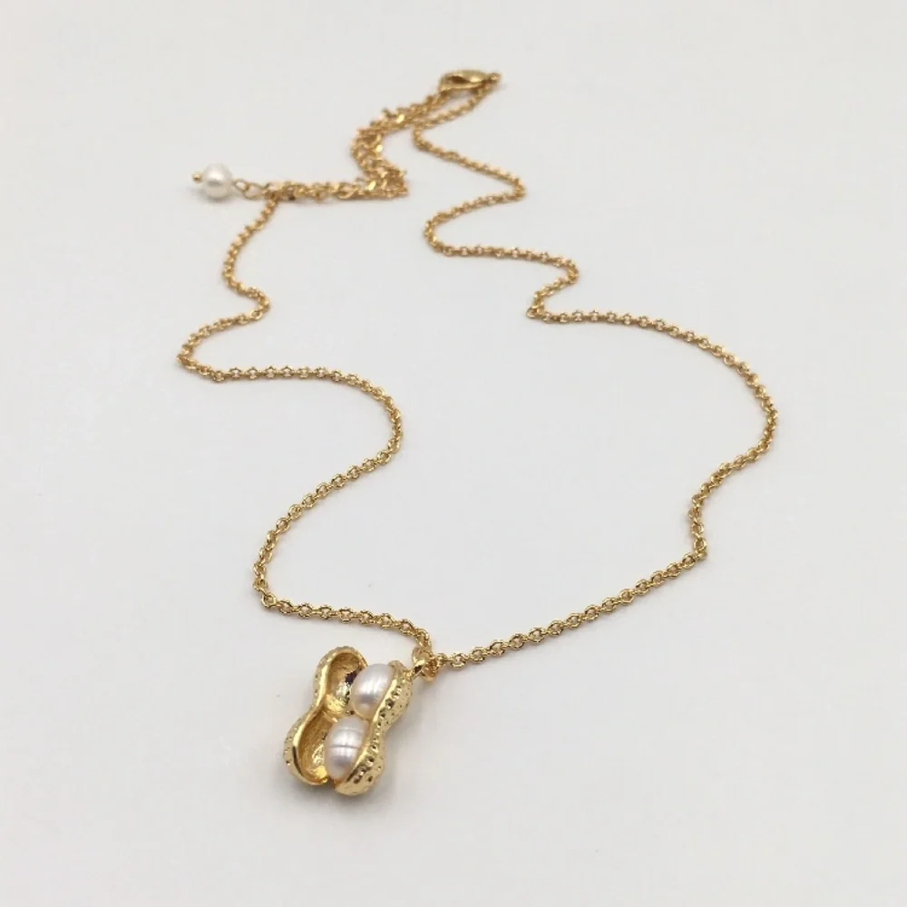 Peanut 18k Gold Plated & Peal Necklace - Picture 4 of 7